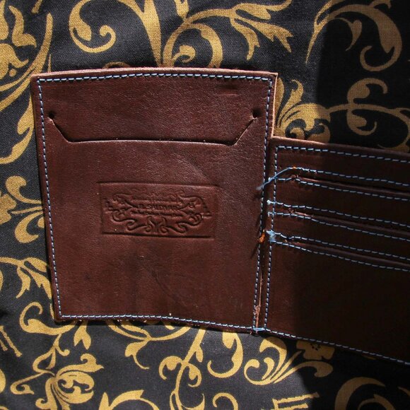 JL Saldivar Cutout Tooled Leather Large Purse Tote Bag, Dark Brown & Turquoise - Picture 6 of 16